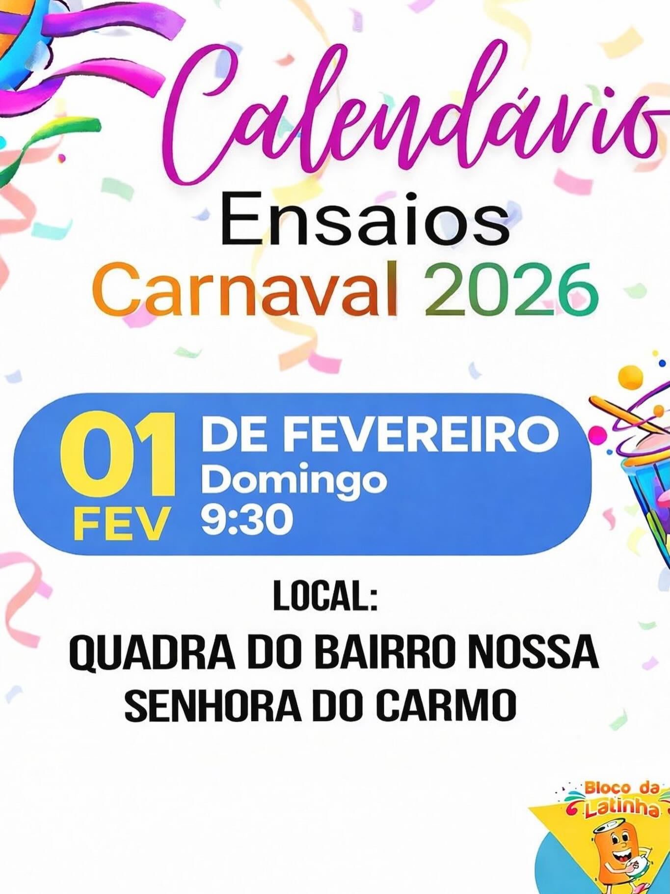 Material visual do carnaval de rua do bloco