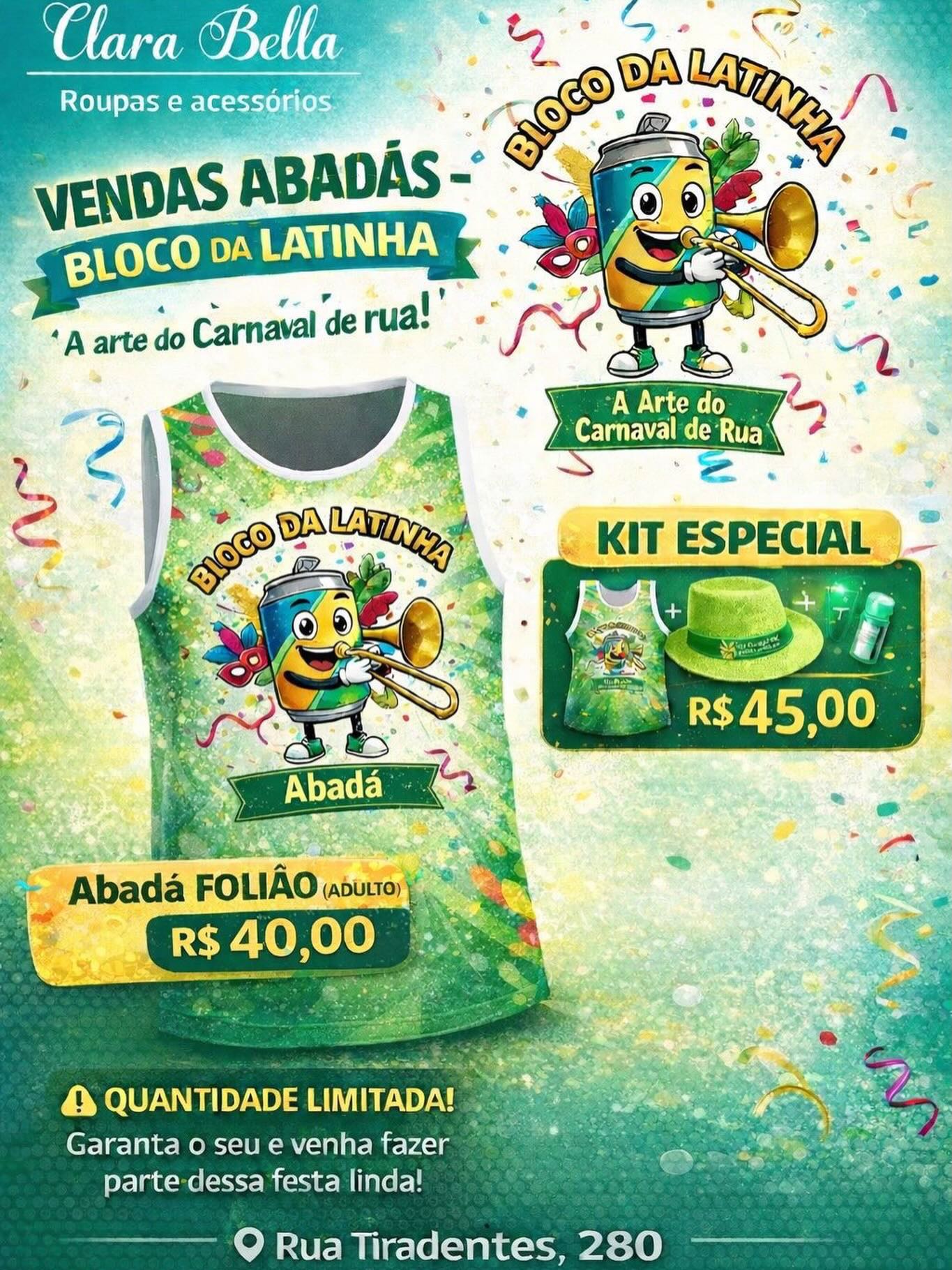 Folião em material visual do bloco